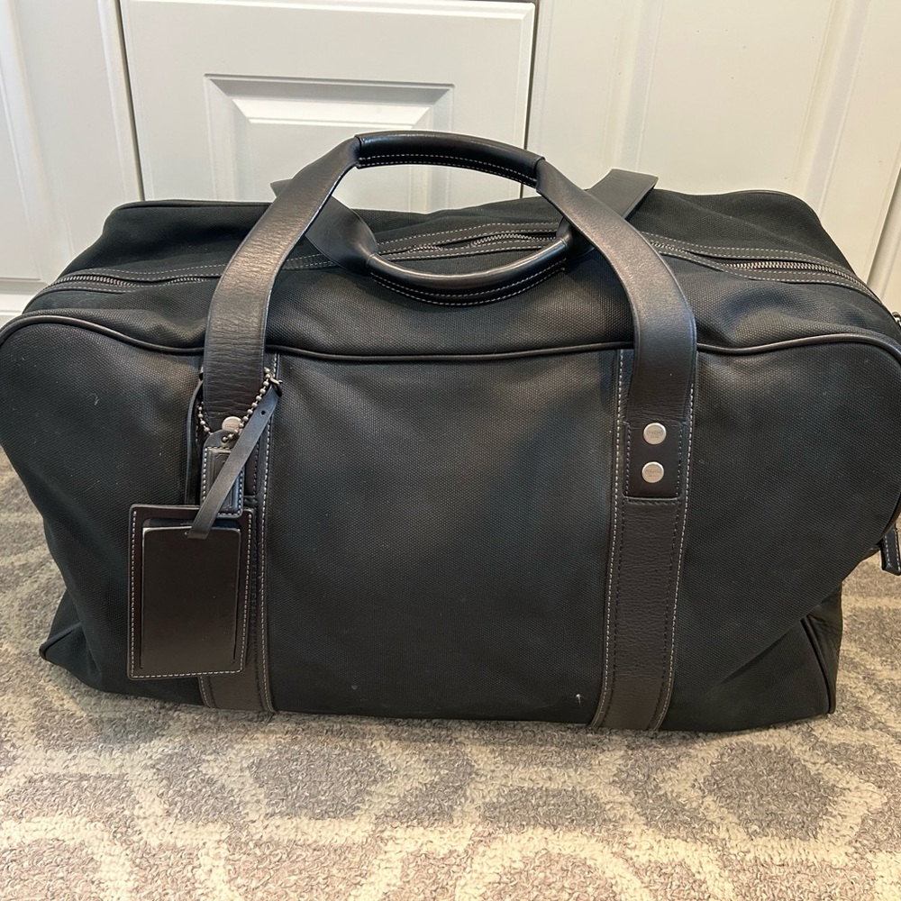 Coach Black jacquard with Leather Men's Travel weekend Bag